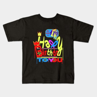 Happy Birthday Alphabet Letter (( N )) Dazzling Creative Design Kids T-Shirt